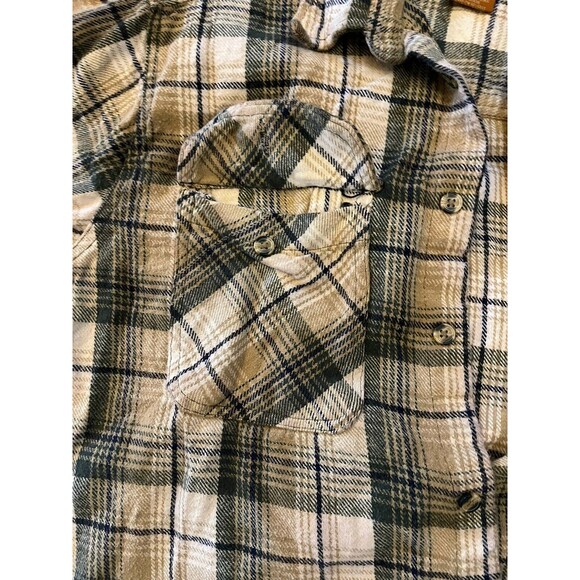 Zone Flannel Shirt Plaid Size XL Vintage Thick Heavy Weight Black Brown Beige - Picture 8 of 9